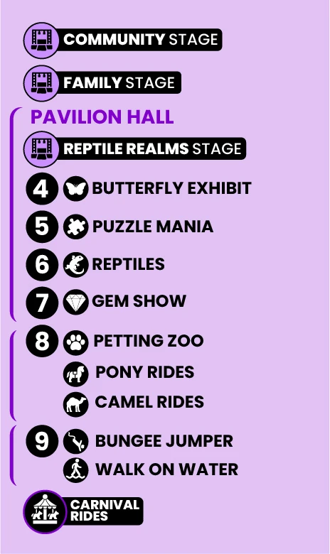 Purple Zone: stages and attractions